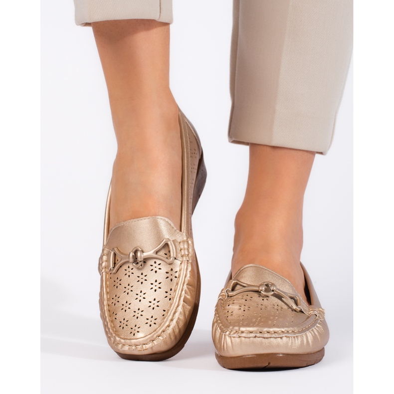 Złote mokasyny damskie złoty 1