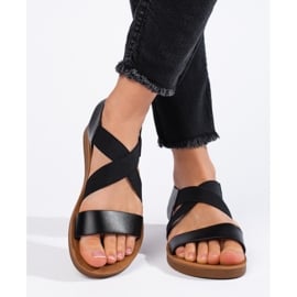 Wsuwane sandały damskie czarne 2