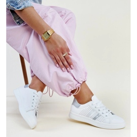 Biało-srebrne sneakersy eko skóra Berdine białe 1