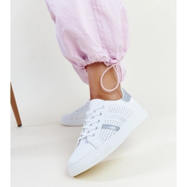 Biało-srebrne sneakersy eko skóra Berdine białe 3