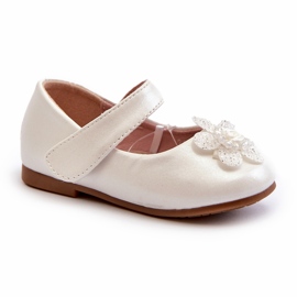 Miss Balerinki Dziecięce Zapinane Na Rzep Z Ozdobą Białe 1