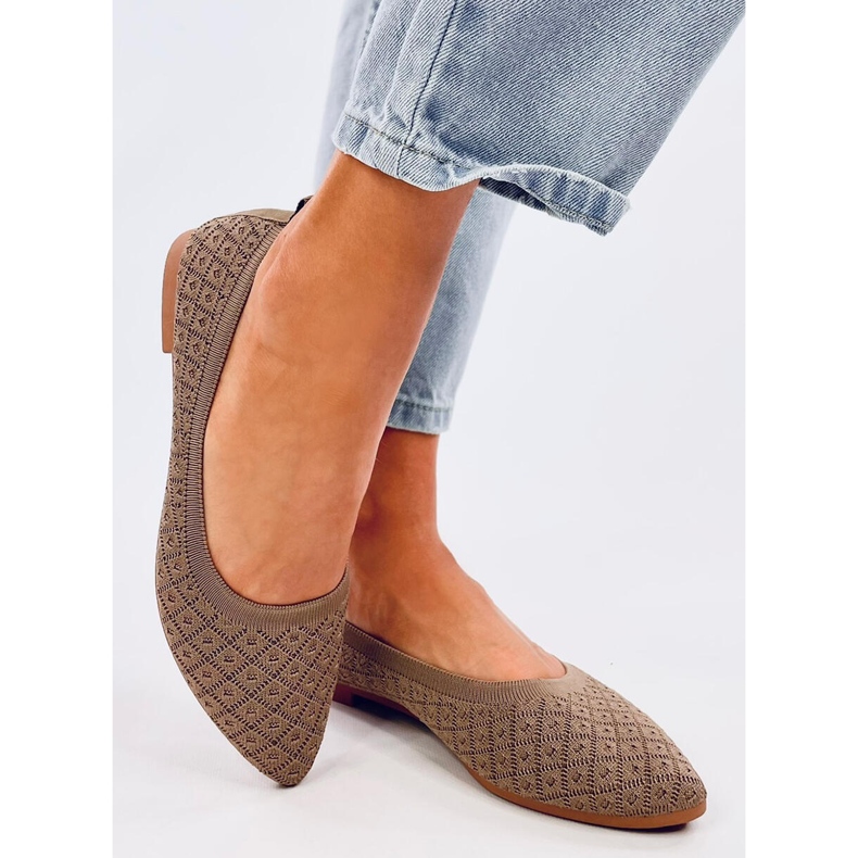 Baleriny migdałowe skarpetkowe Balart Khaki brązowe 1