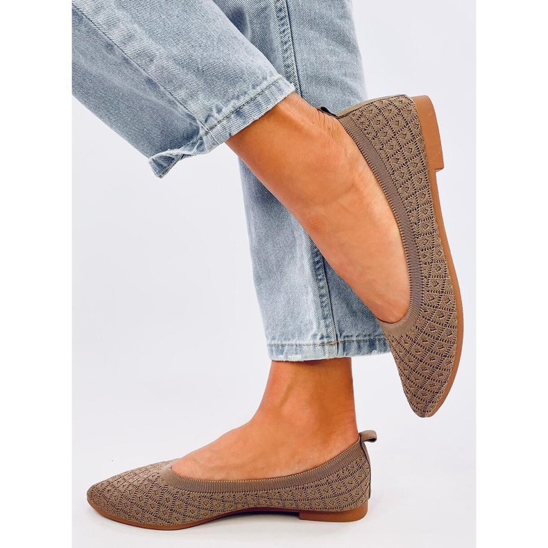 Baleriny migdałowe skarpetkowe Balart Khaki brązowe 2