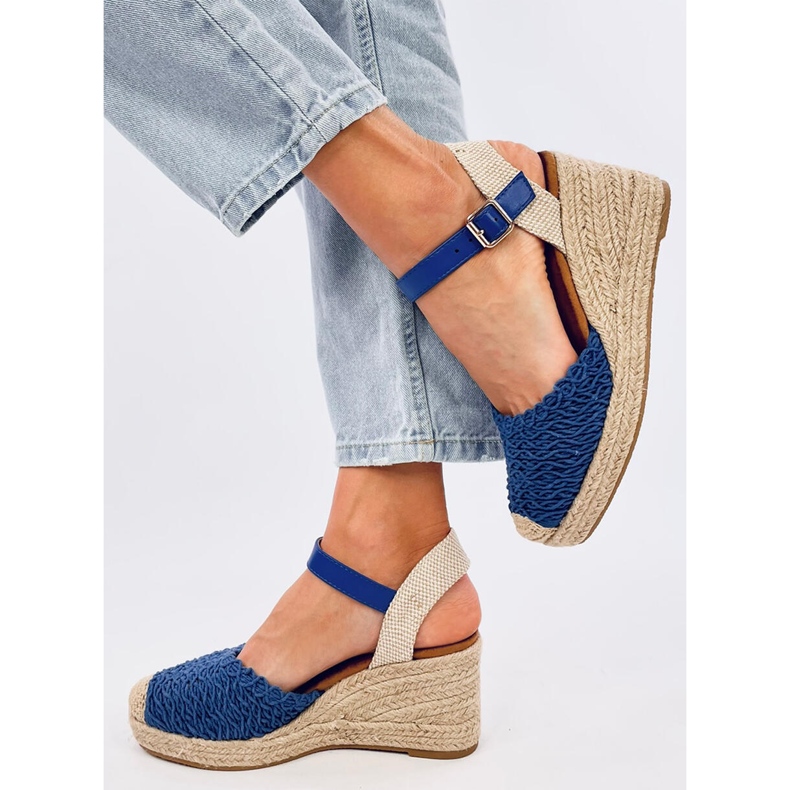Sandałki na koturnie espadryle Morelli Blue niebieskie 2