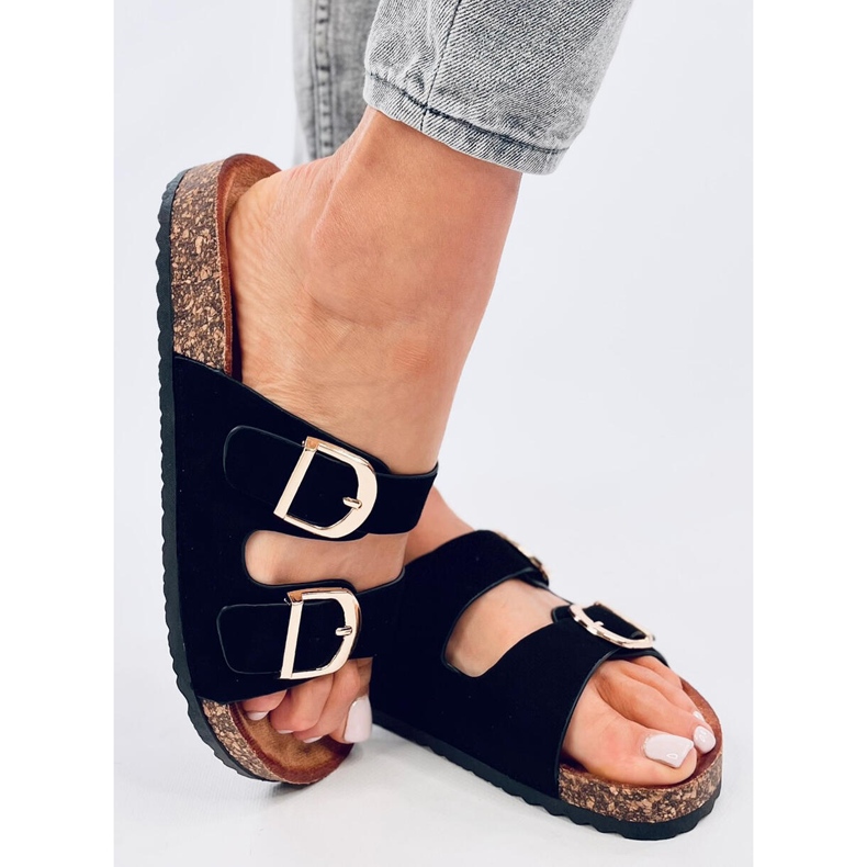 Klapki korkowe scholki Byrd Black czarne 2