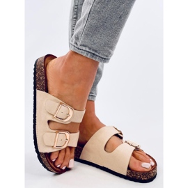 Klapki korkowe scholki Byrd Beige beżowy 2