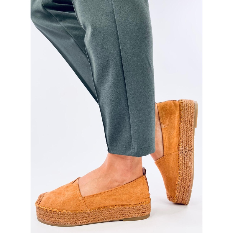 Espadryle na grubej podeszwie Poulain Camel brązowe 2