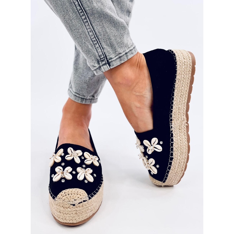 Espadryle z muszelkami Elif Black czarne 2