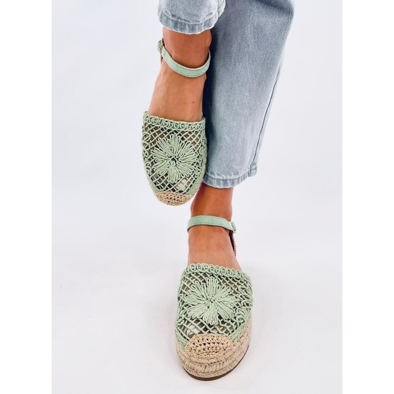 Sandałki ażurowe espadryle Premat Green zielone 1