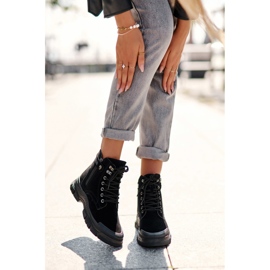 PS1 Ocieplane Zamszowe Damskie Botki Trapery Czarne Jailina 2