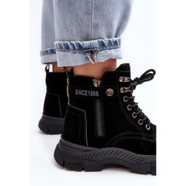 PS1 Ocieplane Zamszowe Damskie Botki Trapery Czarne Jailina 1