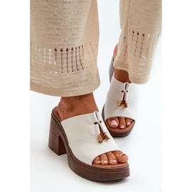 Vinceza Klapki Damskie Z Eko Skóry Na Platformie I Klocku Białe Dafira 2