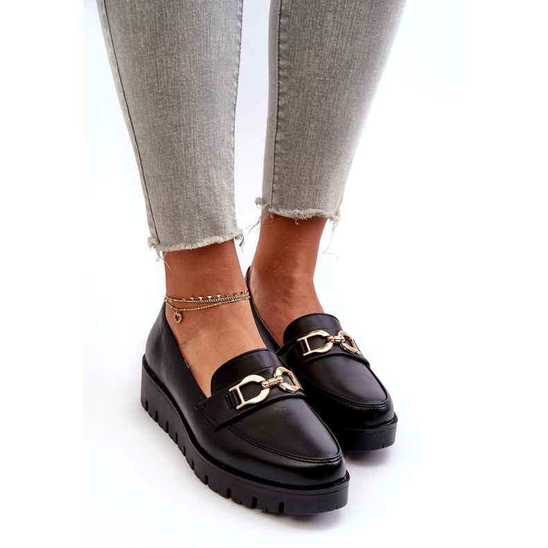 Evento Mokasyny Damskie Na Platformie Z Ozdobą Czarne 2