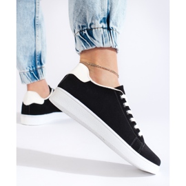 Czarne zamszowe trampki damskie 3