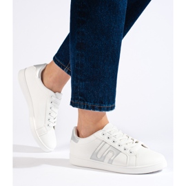 Biało-srebrne trampki damskie białe 2