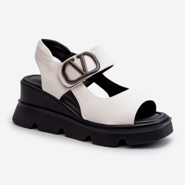 Vinceza Sandały Damskie Na Koturnie I Platformie Z Eko Skóry Białe Triaola 1