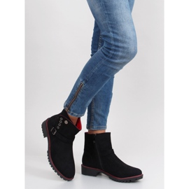 Botki sztyblety z lamówką r112p Black czarne 1