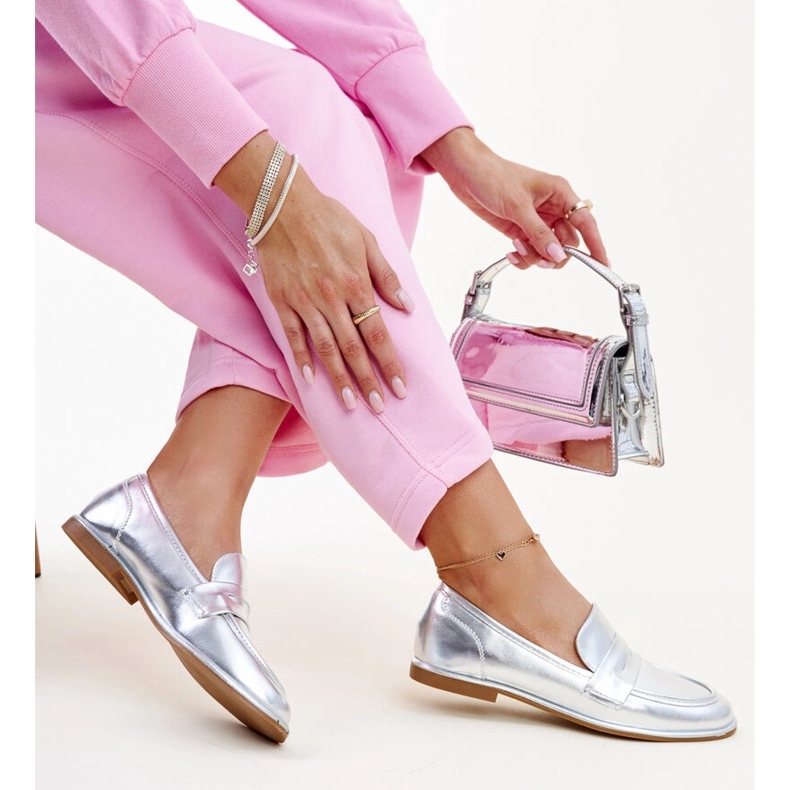 Srebrne klasyczne mokasyny Nasia srebrny 1