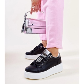 Czarno-srebrne sneakersy z cyrkoniami Maurizia czarne 1