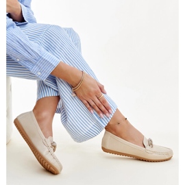 Beżowe mokasyny zdobione cyrkoniami Adiba beżowy 1