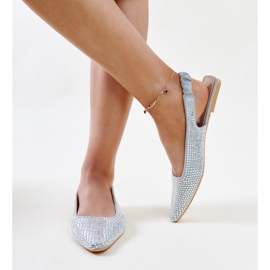 Błyszczące szare sandały z odkrytą piętą Nadiana 1