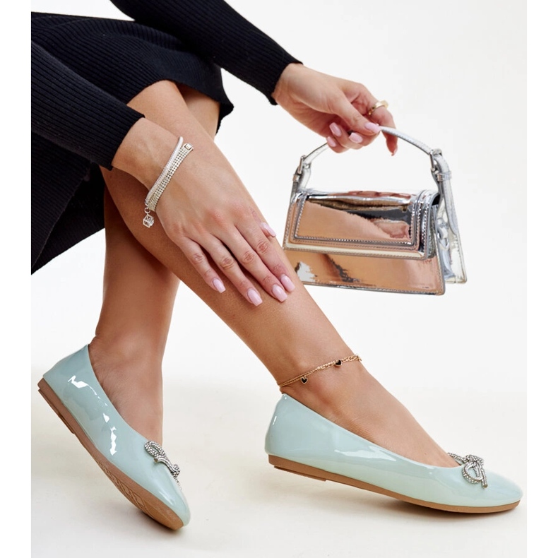 Zielone lakierowane baleriny z ozdobną kokardą Totani 1