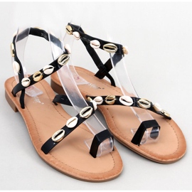 Sandałki japonki z muszelkami Augello Black czarne 1