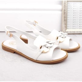 Sandały damskie z łańcuszkiem białe Filippo DS6232 6