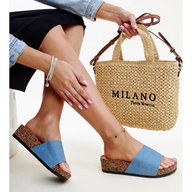 Niebieskie klapki na korkowej koturnie Naifene 1