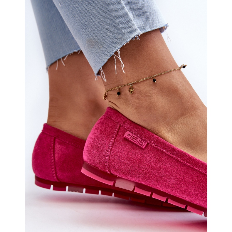 Mokasyny Damskie Eko Zamszowe Big Star NN274934 Memory Foam System Fuksja różowe 1