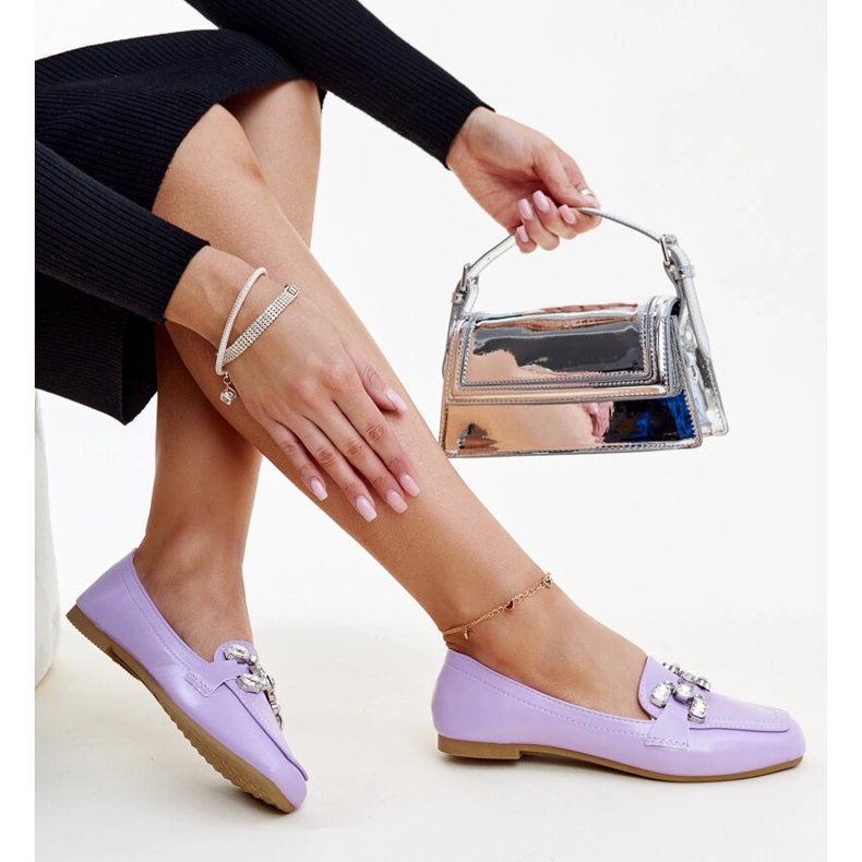 Fioletowe mokasyny z cyrkonową klamerką Mali 1