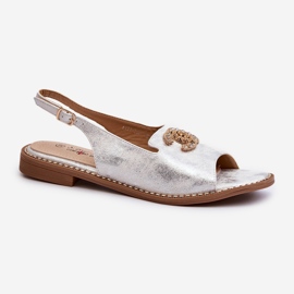 Damskie Sandały Z Ozdobą S.Barski KV27-049 Srebrne srebrny 1