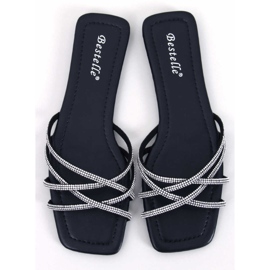 Klapki z cyrkoniami Rexha Black czarne 1