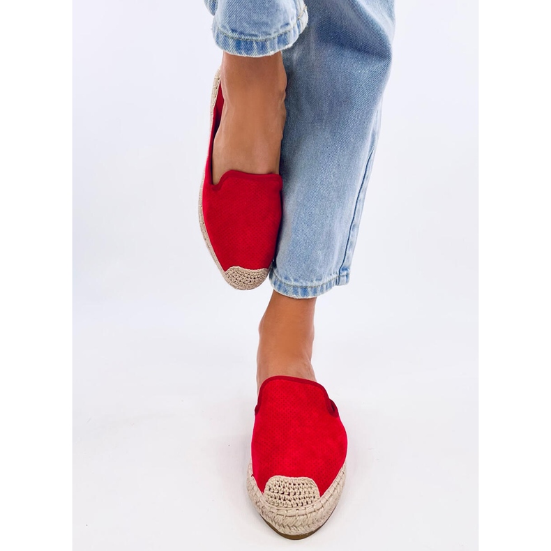 Klapki damskie espadryle Carmen Red czerwone 1