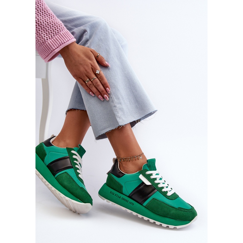 Sneakersy Damskie Na Platformie Big Star NN274501 Memory Foam System Zielone 2