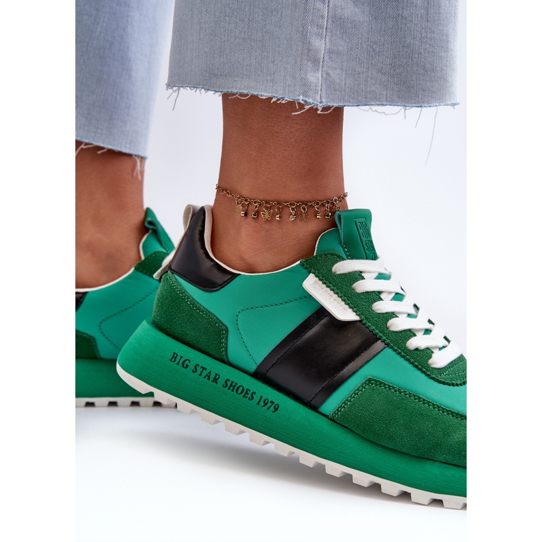 Sneakersy Damskie Na Platformie Big Star NN274501 Memory Foam System Zielone 1