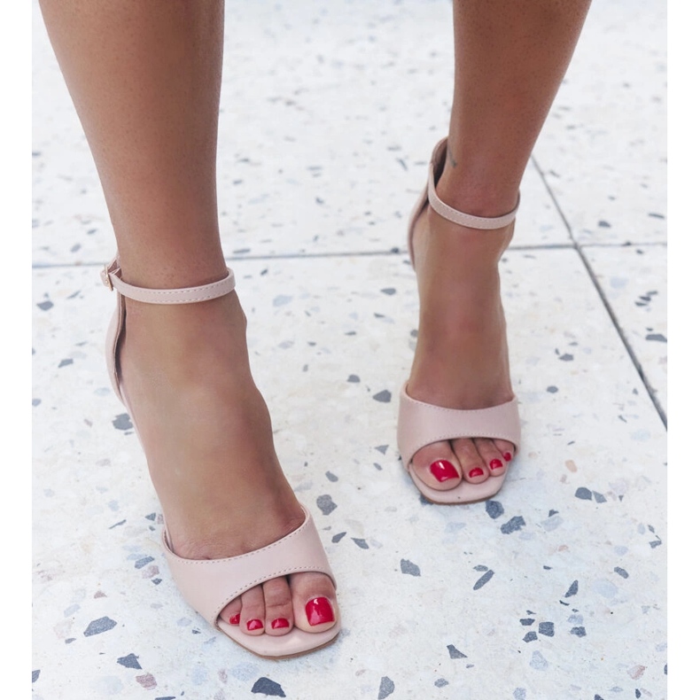 Sandały na szpilce eko skóra Askerna beżowy 1