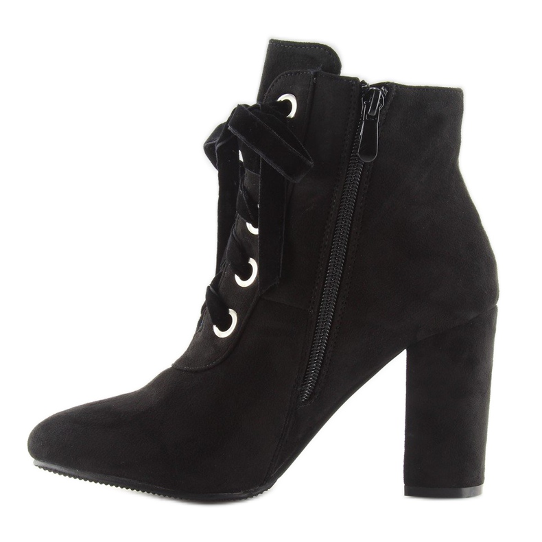 Botki na szerokim obcasie czarne black 2