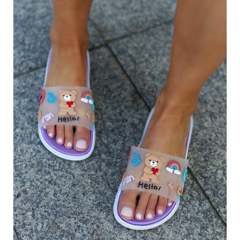 Fioletowe klapki z gumową cholewką Diaspa 1