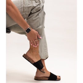 Klasyczne klapki na korkowej podeszwie Matilte czarne 1