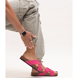 Kapki na korkowej podeszwie z połyskiem Ribera różowe 1