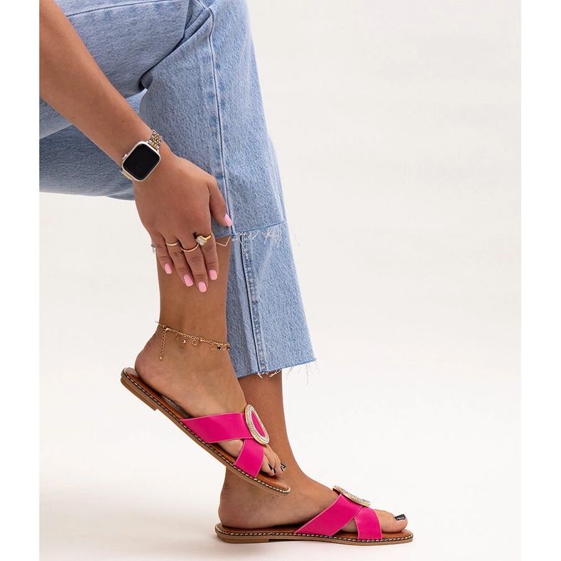 Kapki zdobione klamerką w cyrkonie Salimba różowe 1