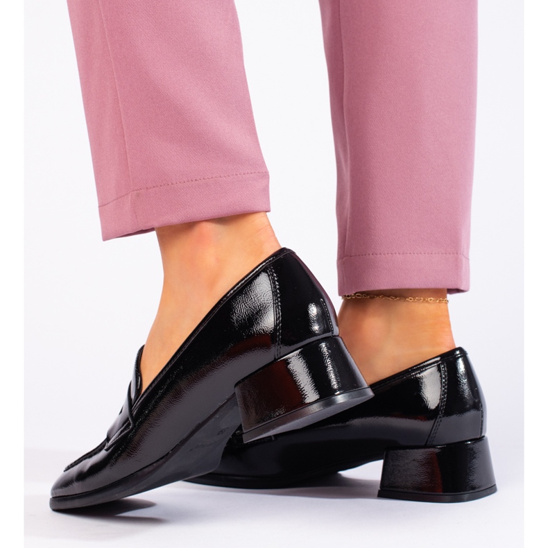 Lakierowane mokasyny czarne Sergio Leone 2