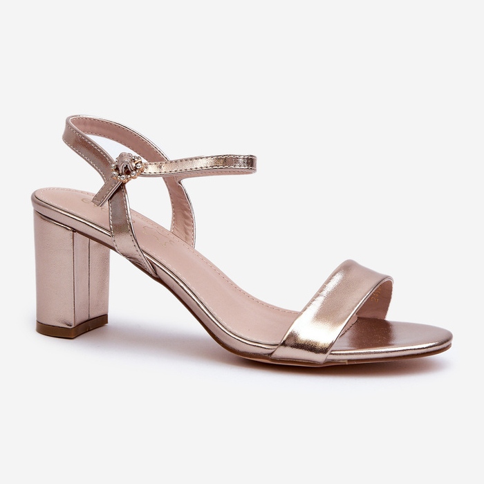 Sandały Na Słupku Szampańskie Glindra złoty 1