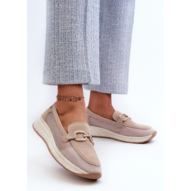 S.Barski Damskie Zamszowe Mokasyny D&A TW210 Beżowe beżowy 2