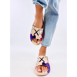 Klapki z kolorowym printem Clancy Khaki beżowy 1