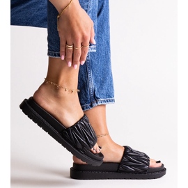 Czarne klapki z marszczeniem Big Star NN274A745 1