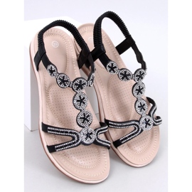 Sandałki z ozdobnymi cyrkoniami Yvers Black czarne 1