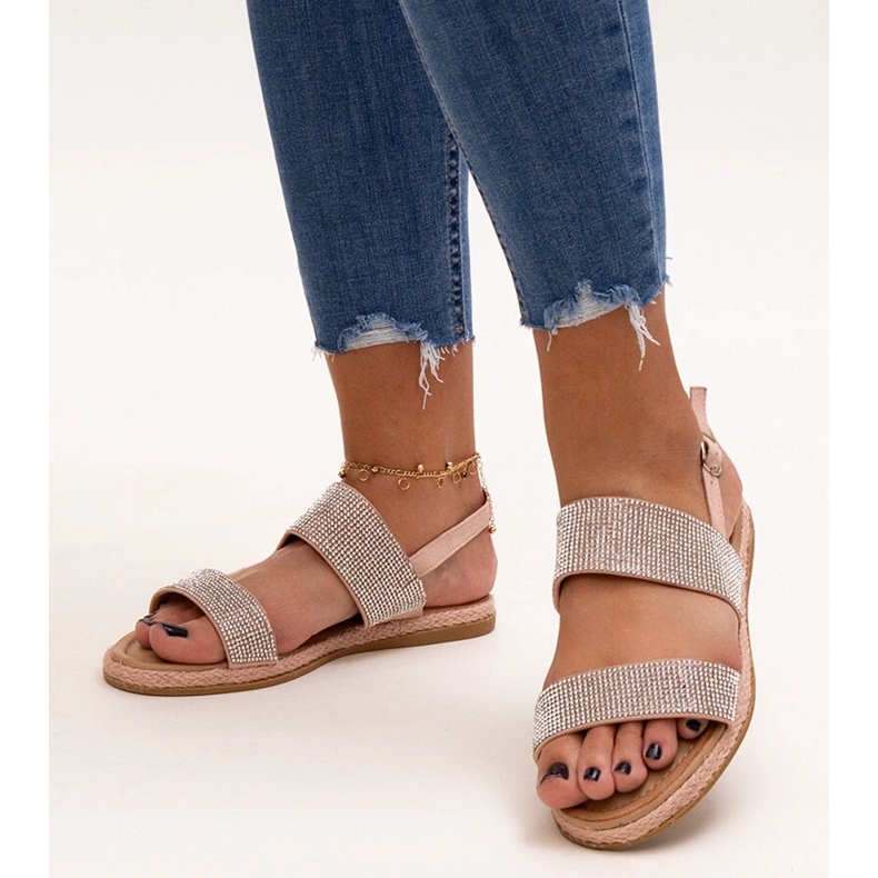 Różowe sandały zdobione cyrkoniami Carvalia 1