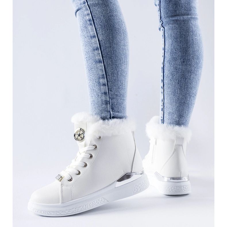 Białe sneakersy z futerkiem Fiemme 2